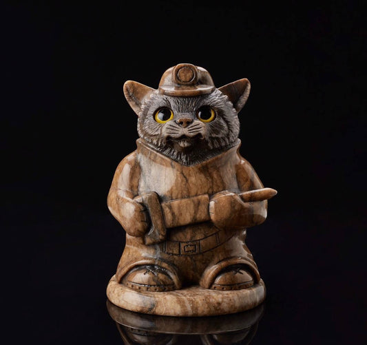 Miner Cat Figurine